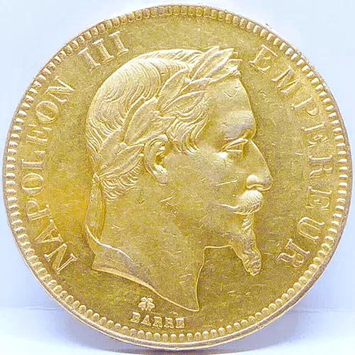 100 francs Napoléon tête sans les lauriers Second empire avers