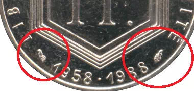 1 franc Charles de Gaulle revers zoom 1988 différent