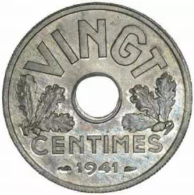 20 centimes Etat Français - Type VINGT
