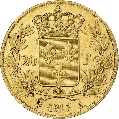 20 francs Louis XVIII - Buste nu second gourvernement royal  revers