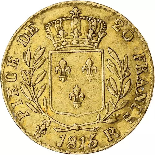 20 francs Louis XVIII - Buste vêtu exil du roi revers