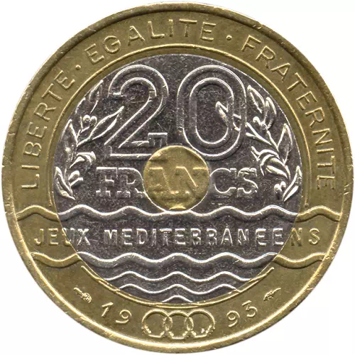 20 francs Jeux Méditerranéens 1993 Revers