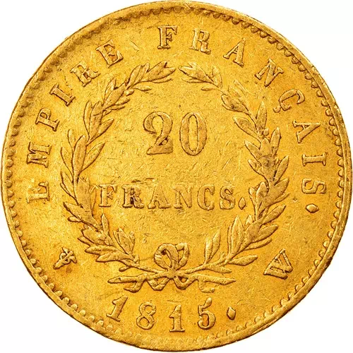 20 francs Napoléon 1er période des cent jours revers