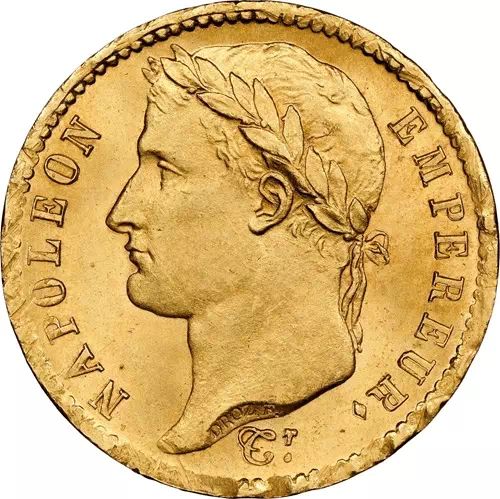 20 francs Napoléon 1er tête aux lauriers, revers empire - Premier empire avers