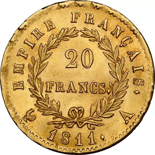 20 francs Napoléon 1er tête aux lauriers, revers empire - Premier empire revers