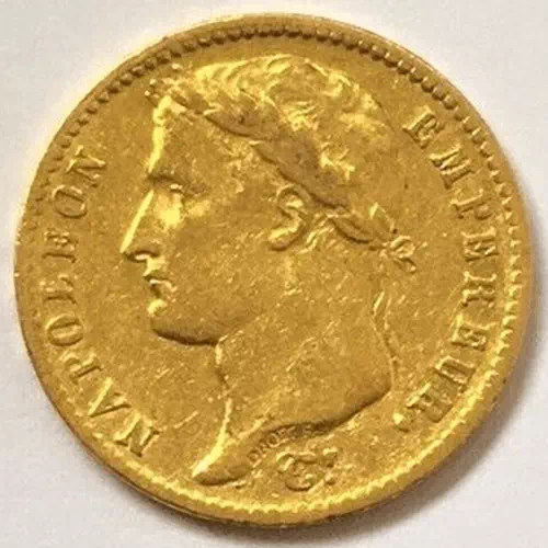 20 francs Napoléon 1er tête aux lauriers, revers république - Premier empire avers