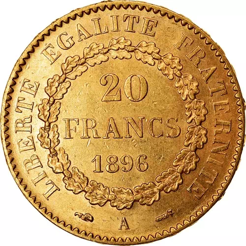 20 francs Génie debout troisième république revers