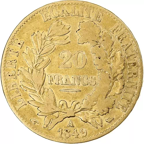 20 francs Cérès deuxième république revers