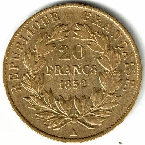 20 francs Louis-Napoléon Bonaparte revers