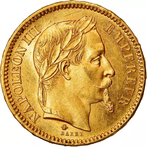 20 francs Napoléon III - tête aux lauriers - second empire avers