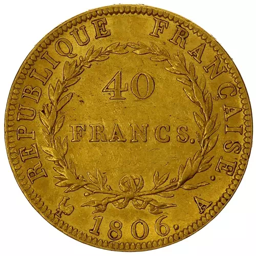 40 francs Napoléon - tête sans lauriers - Premier empire revers