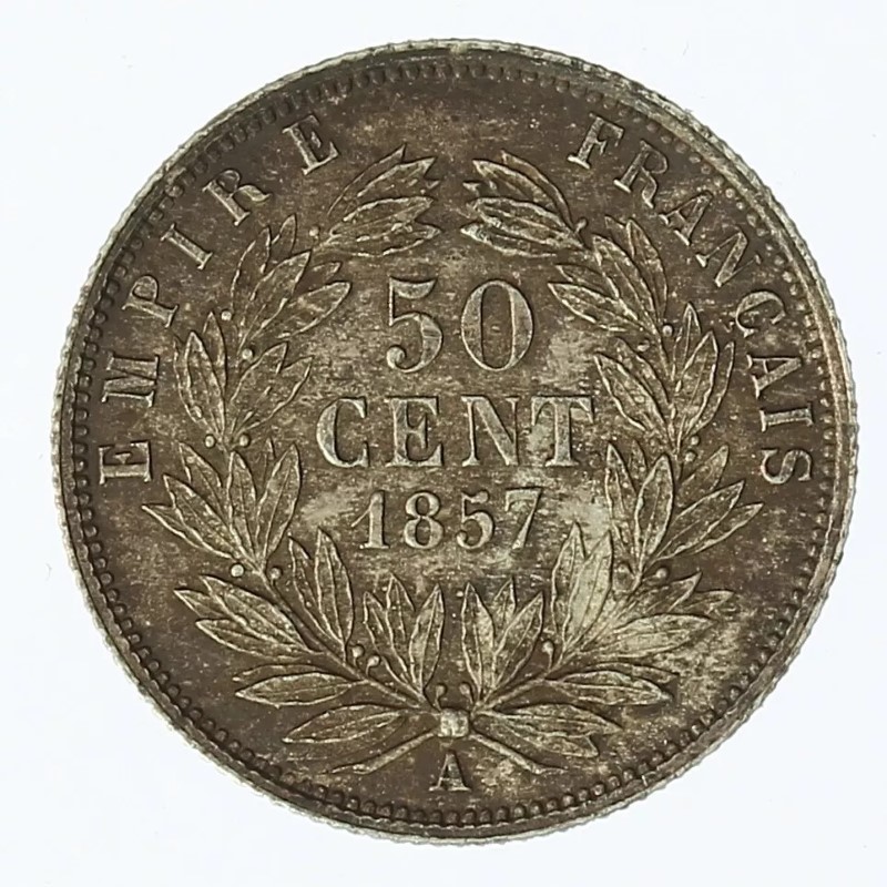 50 centimes Napoléon III - Second Empire - Tête nue revers