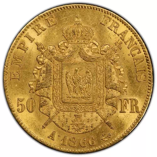 50 francs Napoléon tête aux lauriers Second empire revers