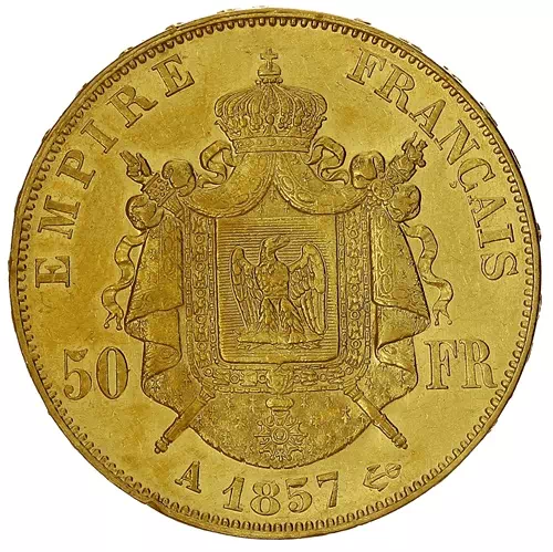 50 francs Napoléon tête sans les lauriers Second empire revers