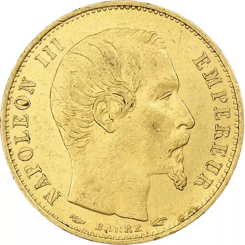 5 francs Napoléon III tête sans les lauriers petite taille avers